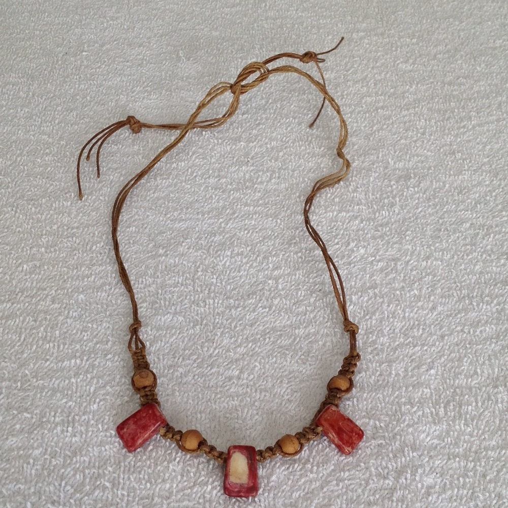 Red Agate Braided String Cord Chain Necklace - image 7